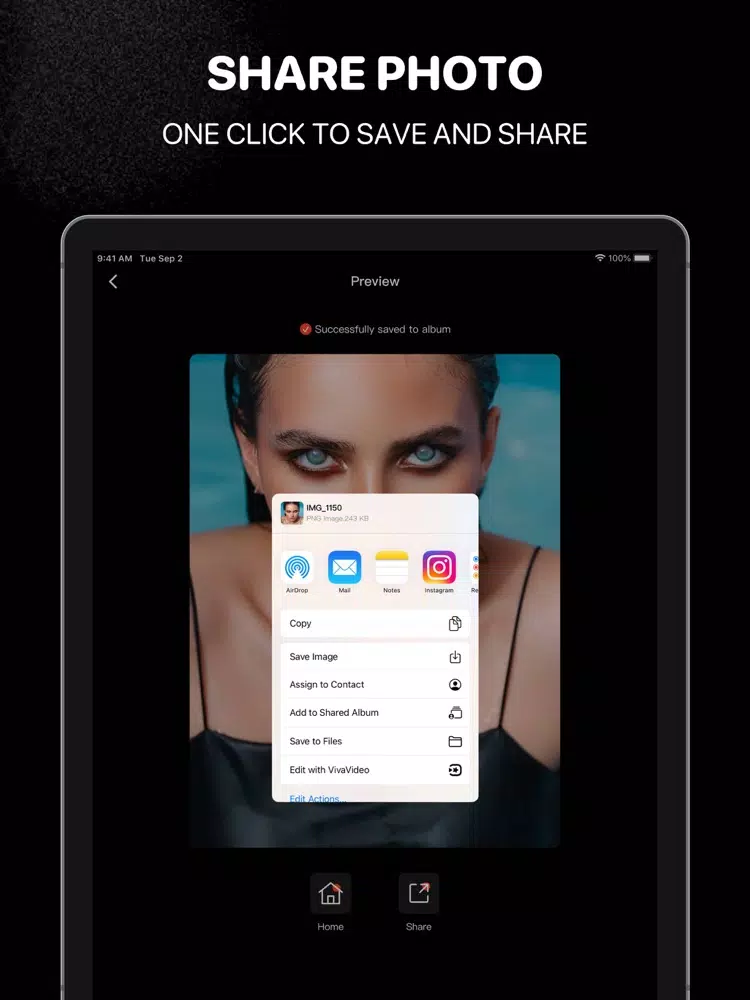 Tangkapan skrin Red Eye Corrector + iPad 