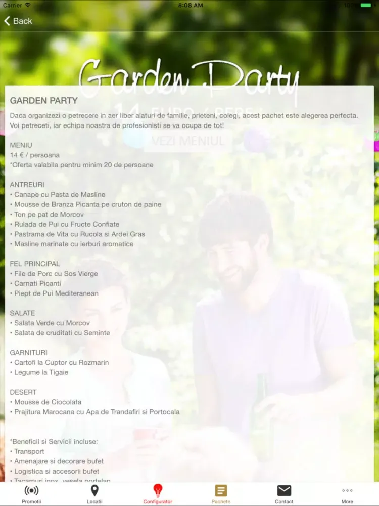 Jubile Catering iPad  Screenshots