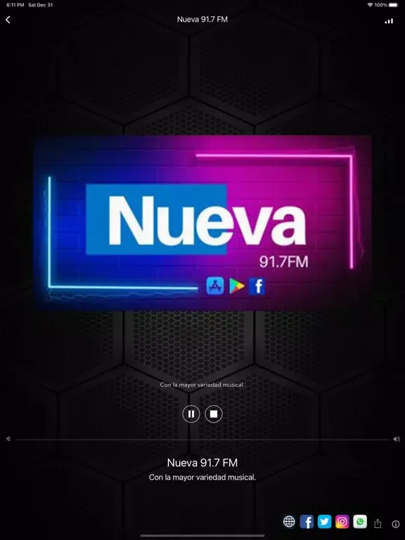 Capturas de tela do Nueva 91.7 FM iPad 