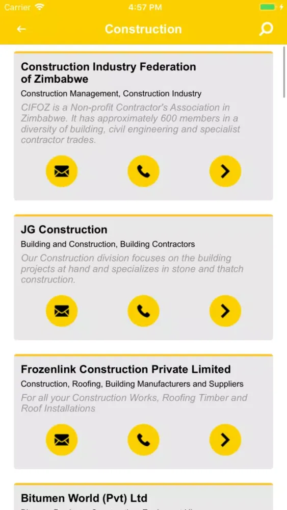 Tangkapan skrin Zimbabwe Yellow Pages