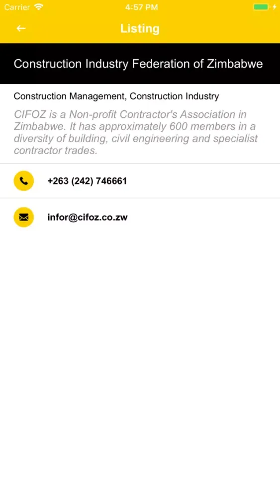 Tangkapan skrin Zimbabwe Yellow Pages