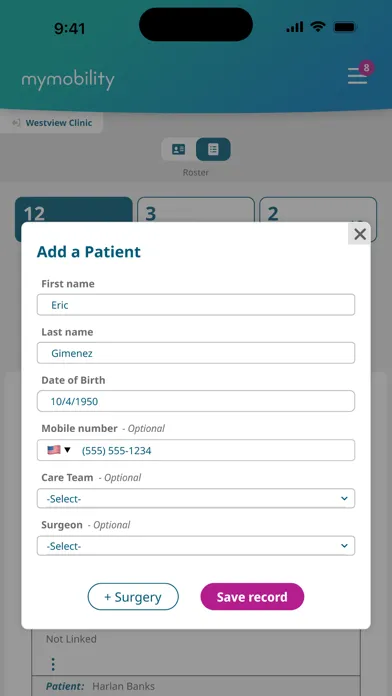 Скриншоты mymobility Clinician App