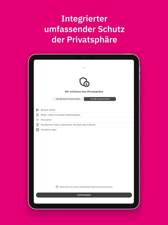 Captures d'écran de Telekom Mobile Protect Pro iPad 