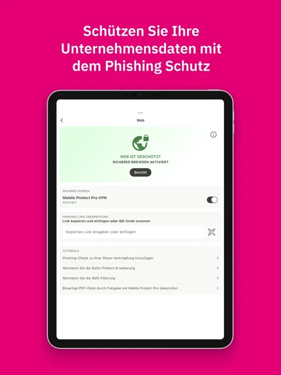 Captures d'écran de Telekom Mobile Protect Pro iPad 