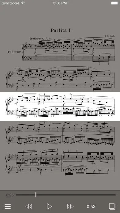 Tangkapan layar Bach Partitas - SyncScore