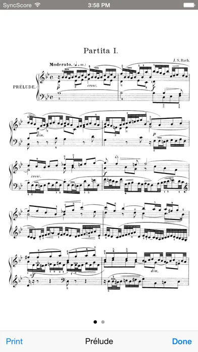 Tangkapan layar Bach Partitas - SyncScore