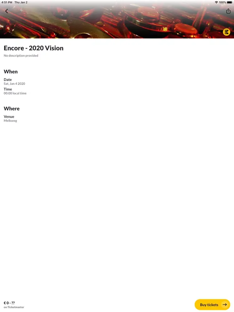 Zrzuty ekranu Eventgelist · Events discovery iPad 