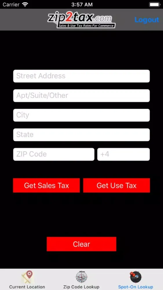 ภาพหน้าจอของ Zip2Tax Sales Tax Calculator