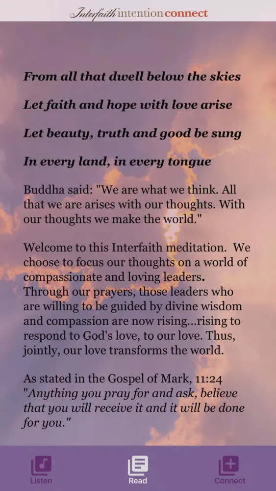 Capturas de tela do Interfaith Intention Connect