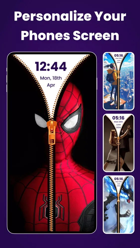 Capturas de tela do Zipper Lock Screen Wallpaper