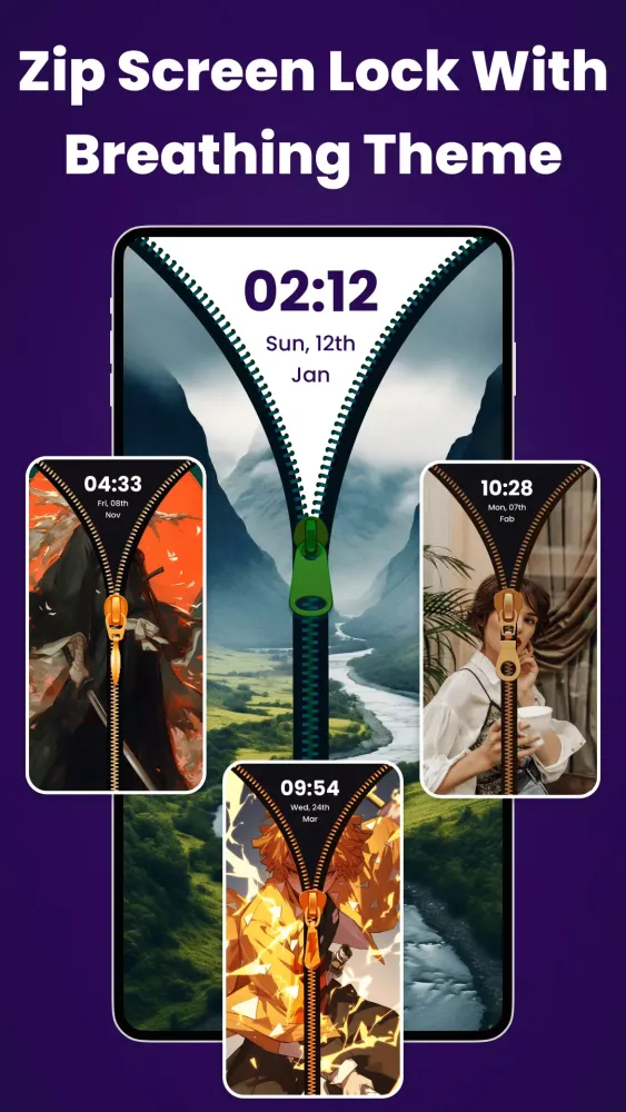 Capturas de tela do Zipper Lock Screen Wallpaper
