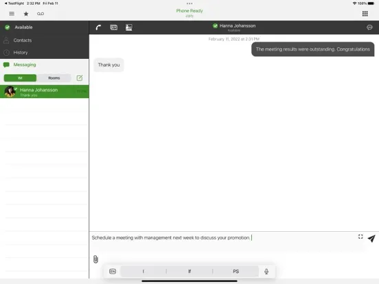 Tangkapan skrin Ziply Business Communicator iPad 