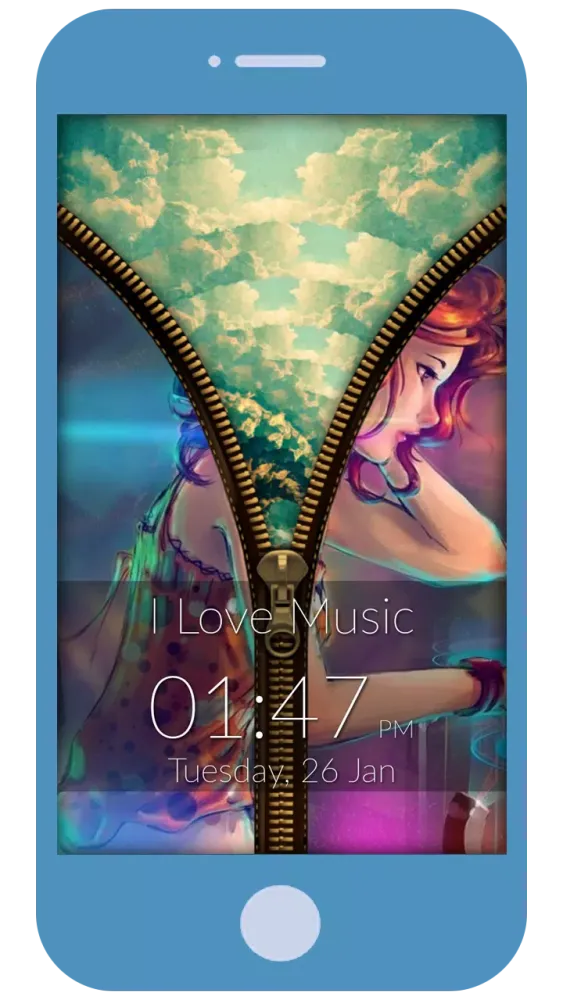Music & Love Zipper LockScreen应用截图