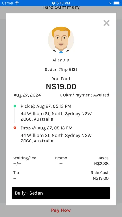 Ảnh chụp màn hình của ZIPPY CAB App