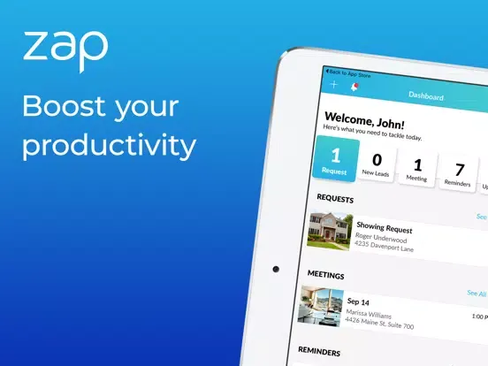 Tangkapan layar Zap - Real estate CRM iPad 