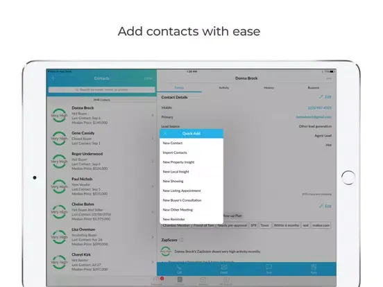 Tangkapan layar Zap - Real estate CRM iPad 