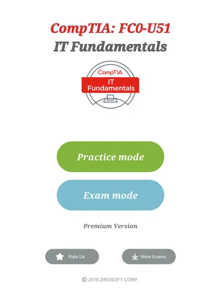 ภาพหน้าจอของ CompTIA IT Fundamentals Exam iPad 