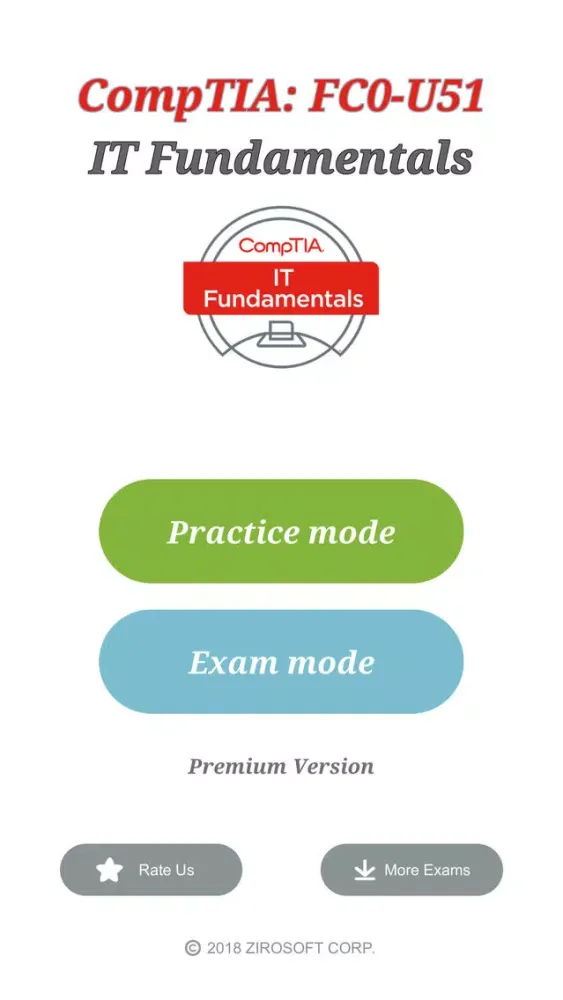 ภาพหน้าจอของ CompTIA IT Fundamentals Exam