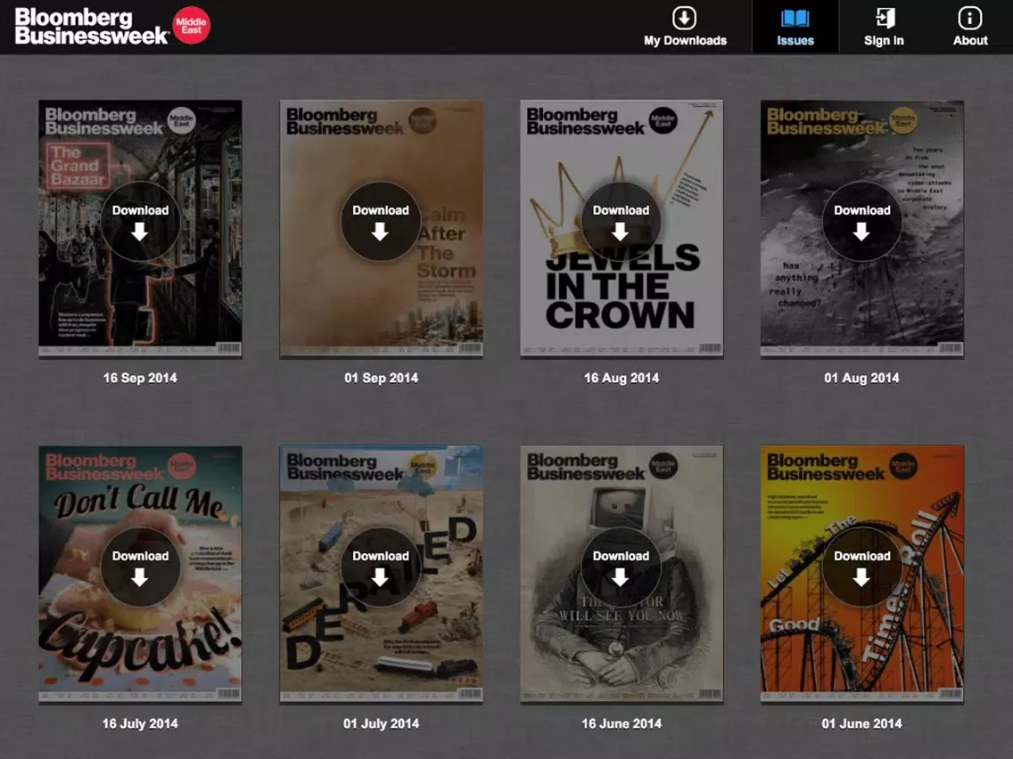 Capturas de pantalla de Bloomberg Businessweek Middle East iPad 