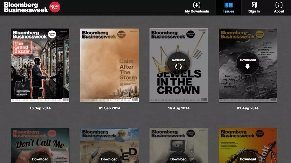 Capturas de pantalla de Bloomberg Businessweek Middle East