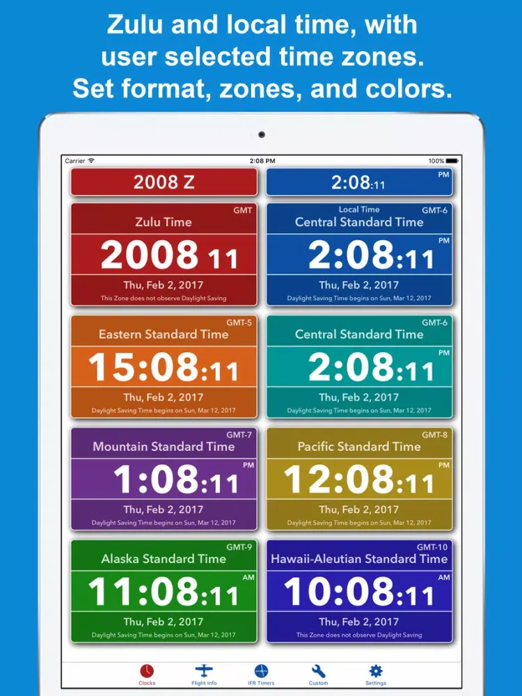 Tangkapan skrin ZivTimer - Flight Timer with Zulu and World Time iPad 