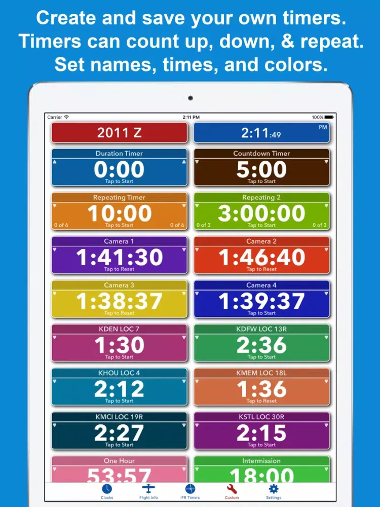 Tangkapan skrin ZivTimer - Flight Timer with Zulu and World Time iPad 