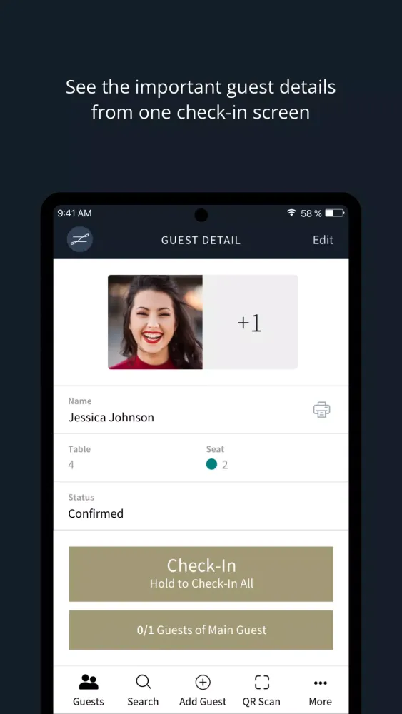 Capturas de tela do Event Check-In App l zkipster