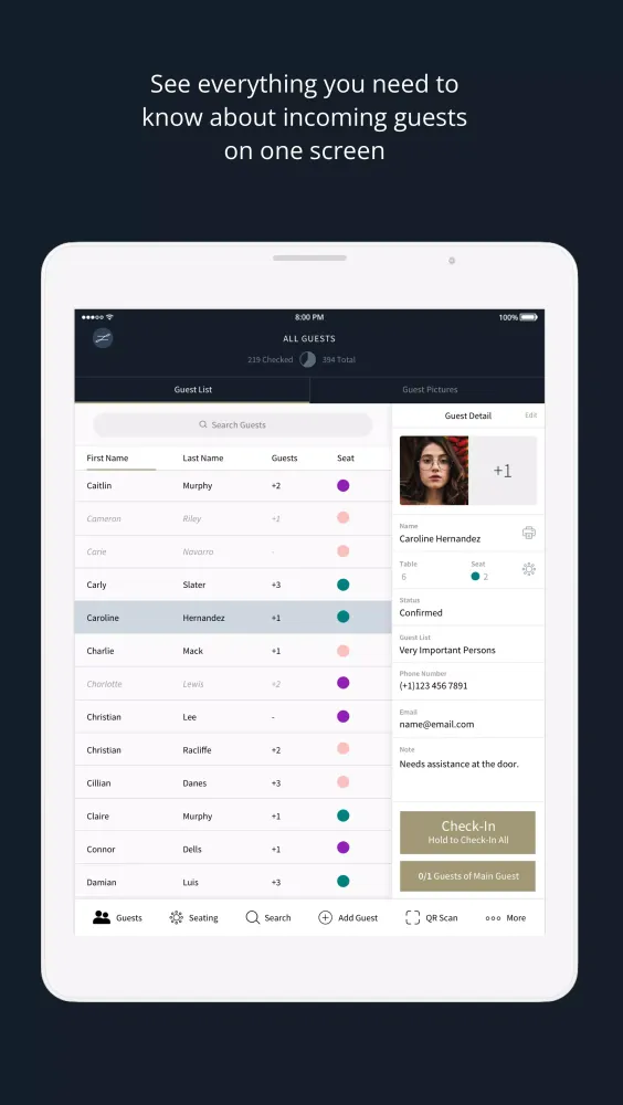Capturas de tela do Event Check-In App l zkipster