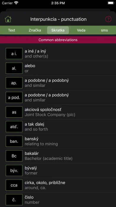 Captures d'écran de gramSK - Slovak grammar