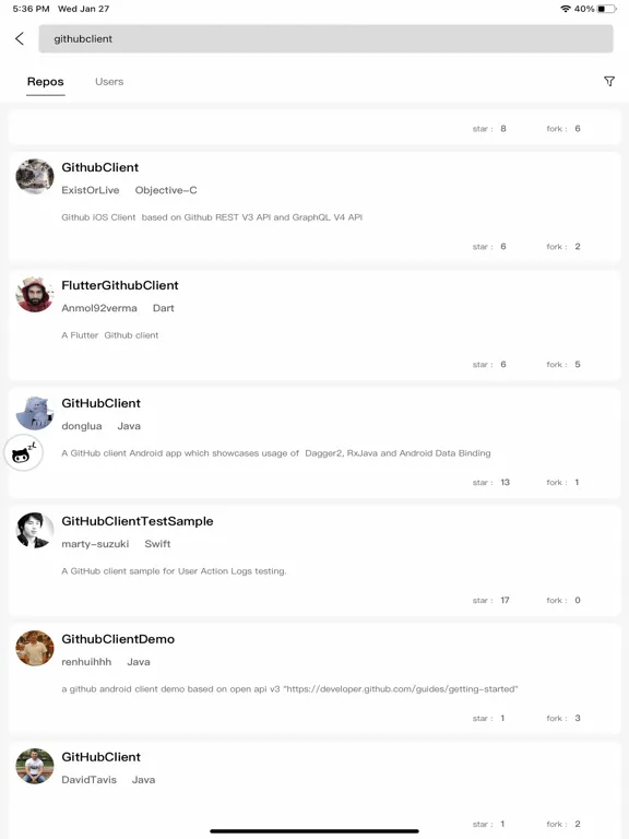 ZLGithubClient iPad  Screenshots