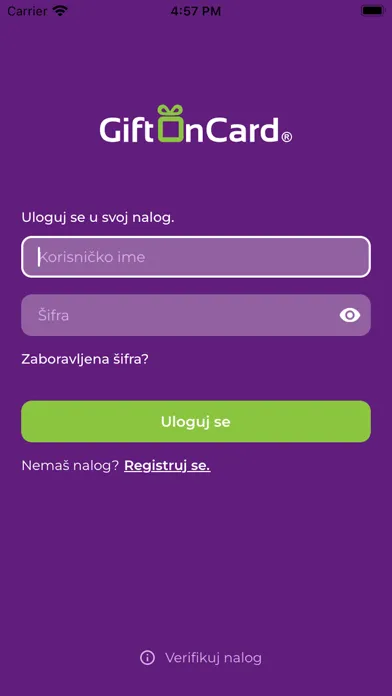 ภาพหน้าจอของ GiftOnCard