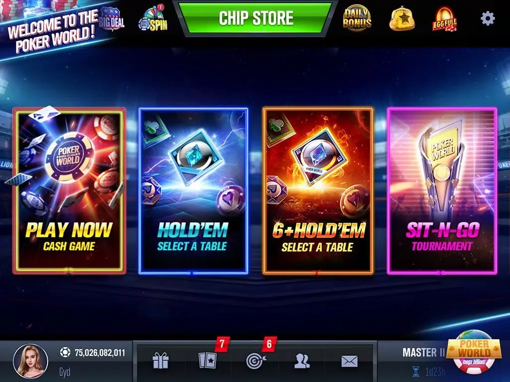 Capturas de tela do Poker World Mega Billions