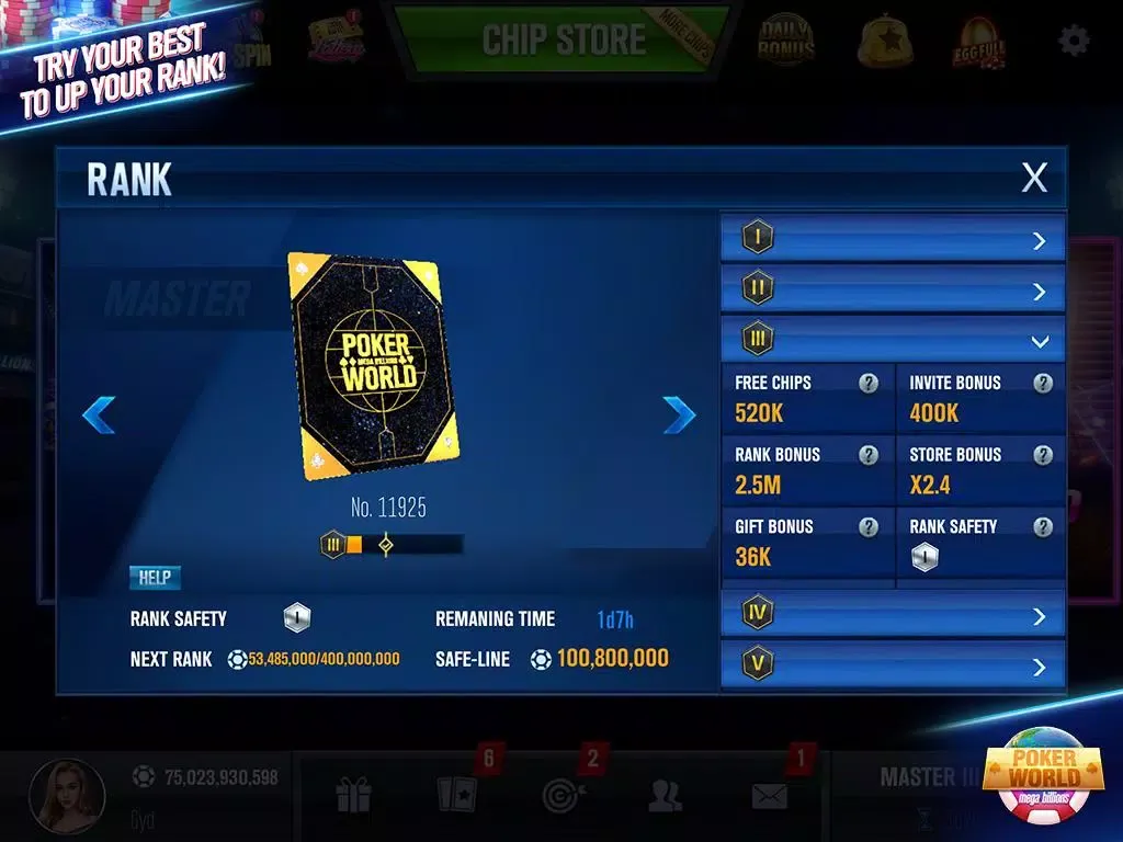 Capturas de tela do Poker World Mega Billions
