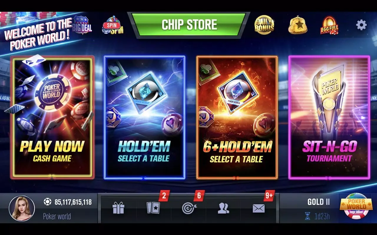 Capturas de tela do Poker World Mega Billions