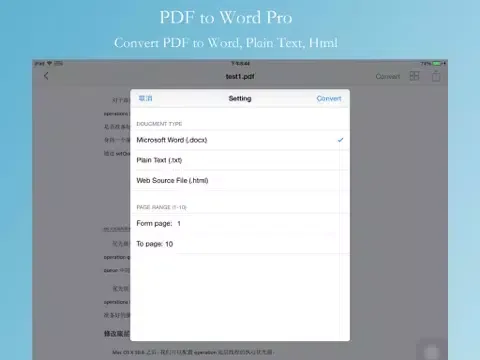 PDF2Word Edition - for Convert PDF to Word Document, PDF Viewer, File Manager iPad Screenshots
