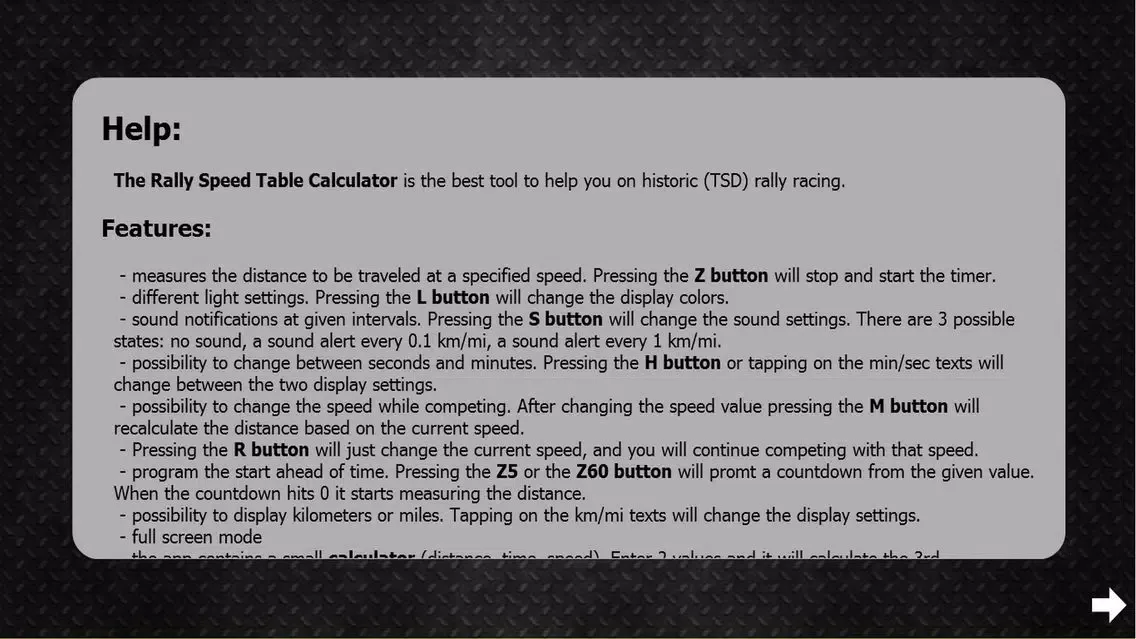 Rally Speed Table Calculator應用截圖