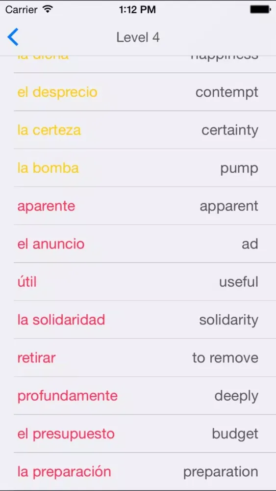Скриншоты Spanish Vocabulary - Test and Learn