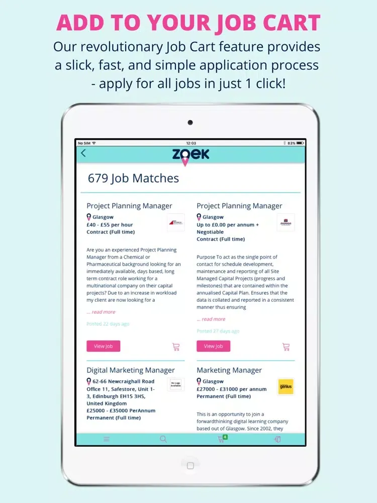 Captures d'écran de Zoek Job Search iPad 