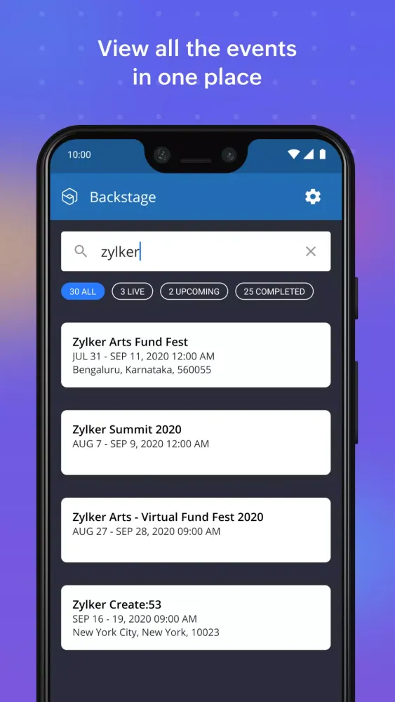 Zoho Backstage for Attendees Screenshots
