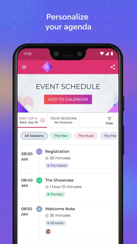 Zoho Backstage for Attendees Screenshots