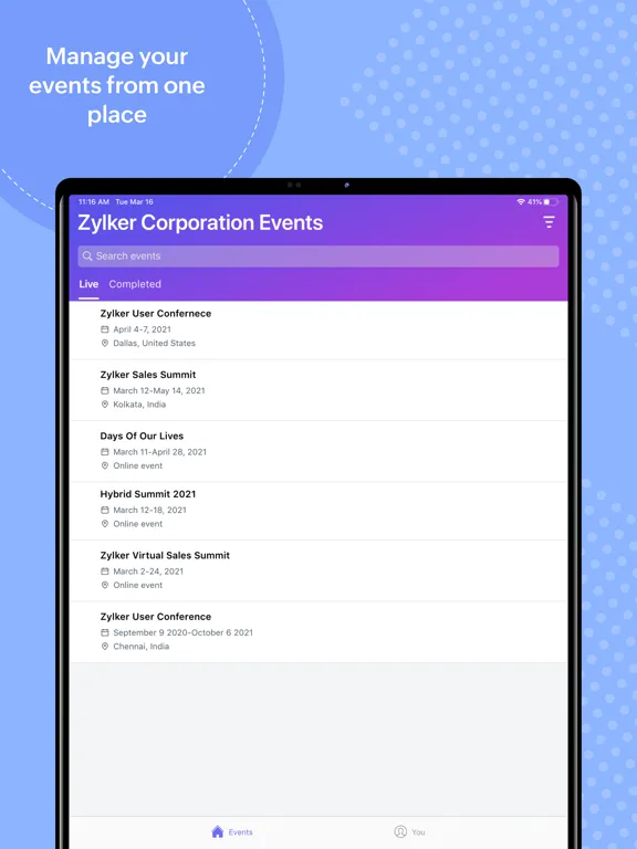 Zoho Backstage for Organizers iPad  স্ক্রিনশট