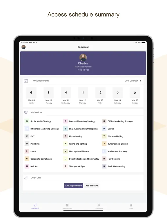 Zoho Bookings iPad  Screenshots