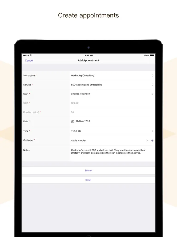 Zoho Bookings iPad  Screenshots