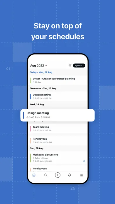 Capturas de tela do Zoho Calendar