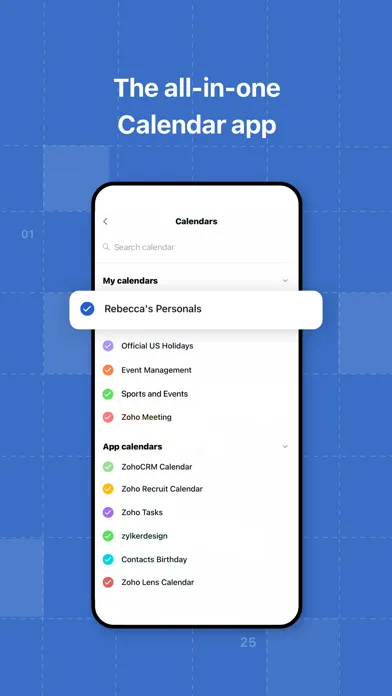 Capturas de tela do Zoho Calendar
