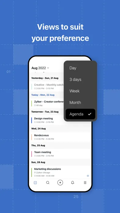 Capturas de tela do Zoho Calendar