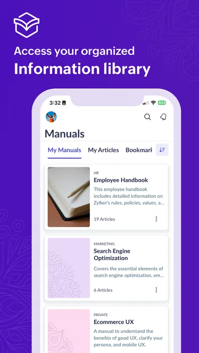 Capturas de tela do Zoho Learn
