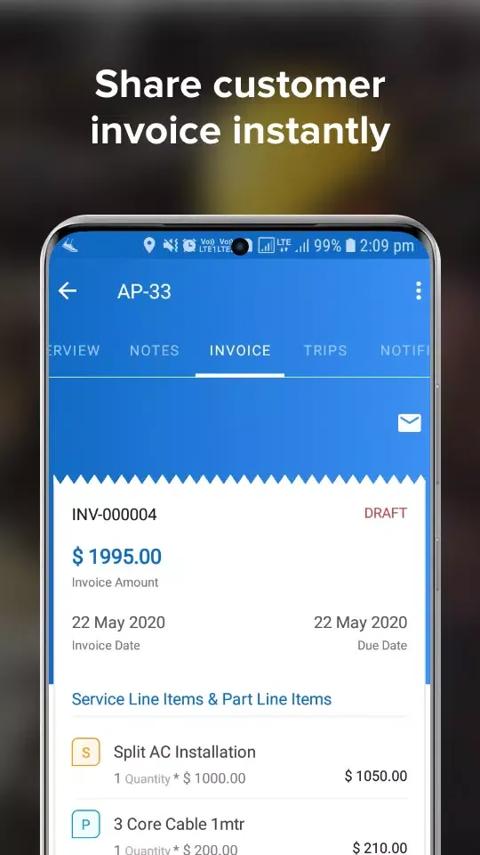 Capturas de tela do Zoho FSM