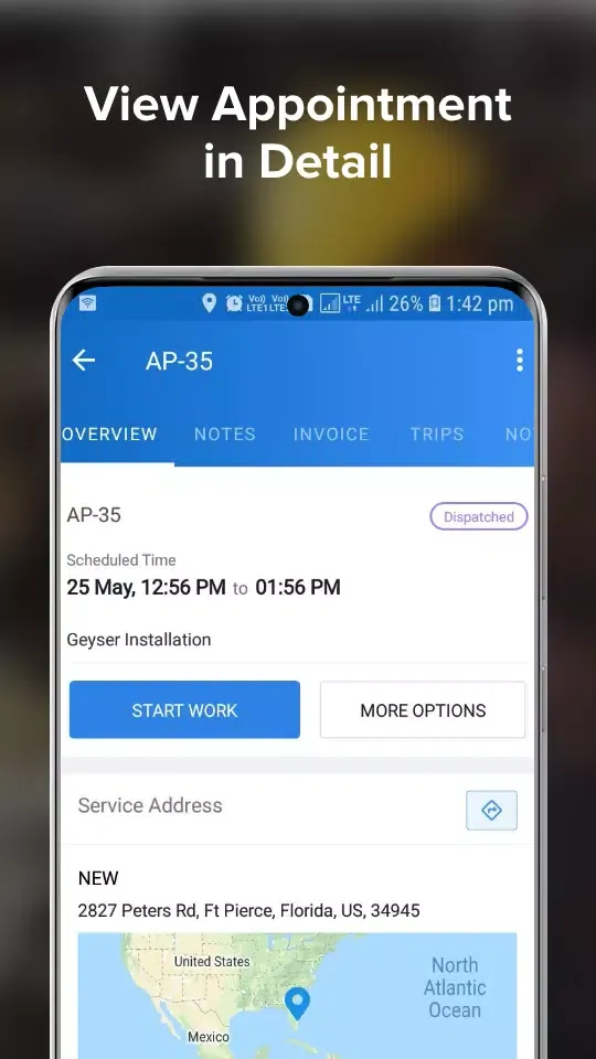 Capturas de tela do Zoho FSM