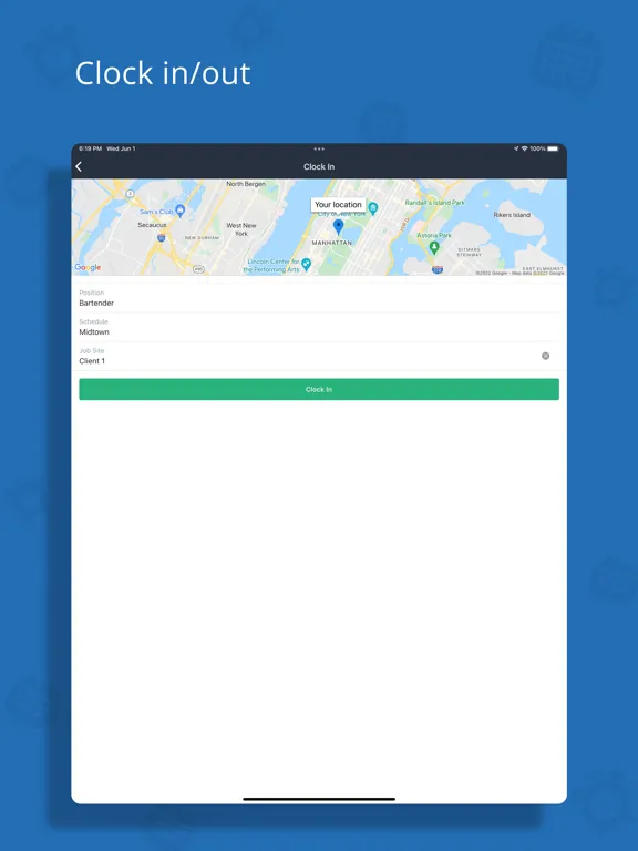 Tangkapan layar Zoho Shifts iPad 